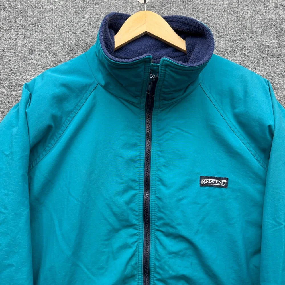 Lands' End The Squall Jacket Mens XXL Tall Teal Fleece Lined Outdoor Vintage